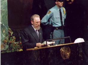 Fidel Castro auf dem Milleniumsgipfel der UNO 2000