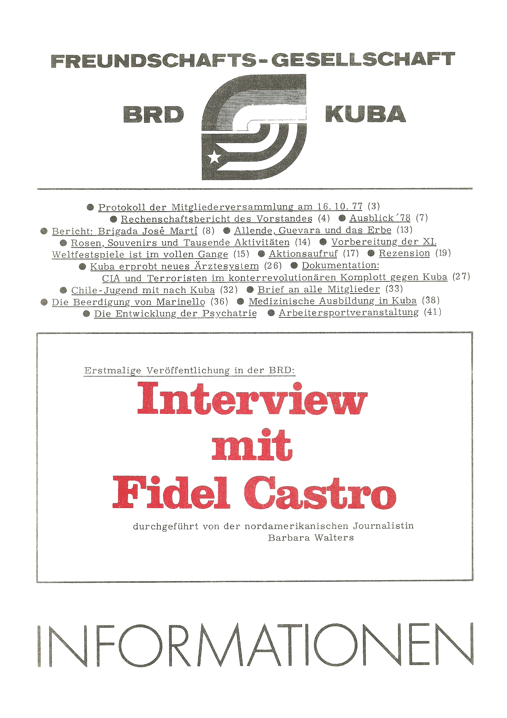 Informationsdienst der Freundschaftsgesellschaft BRD-Kuba 4-1977