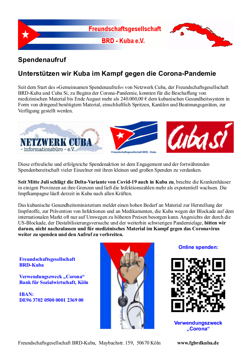 Spendenaufruf Corona