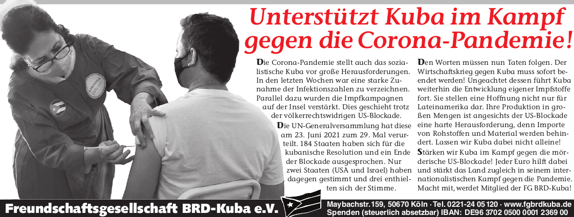 Unterstätzt Kuba im Kampf g egen die Corona-Pandemie!