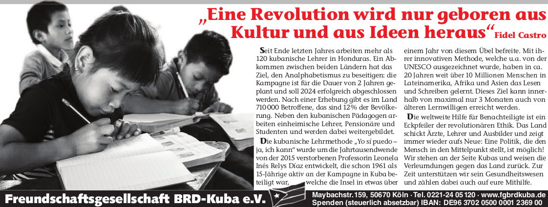 Eine Revolution wird nur geboren aus Kultur und aus Ideen heraus