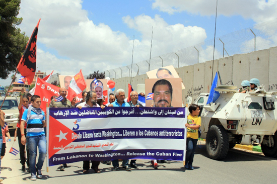 Cuban-Five-Demonstration an der israelisch-libanesischen Grenze