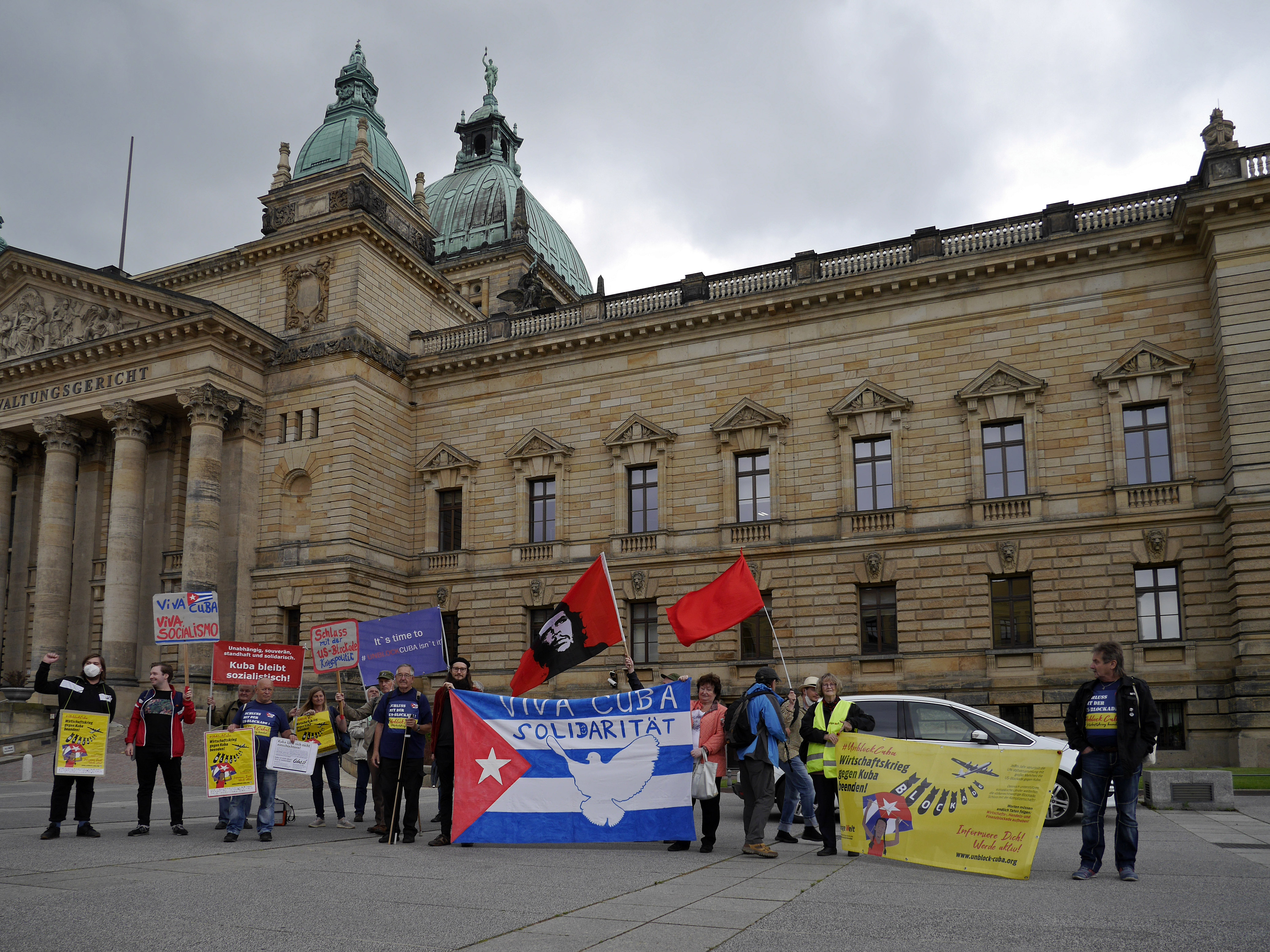 Protestaktion gegen die US-Blockade Kubas in Leipzig