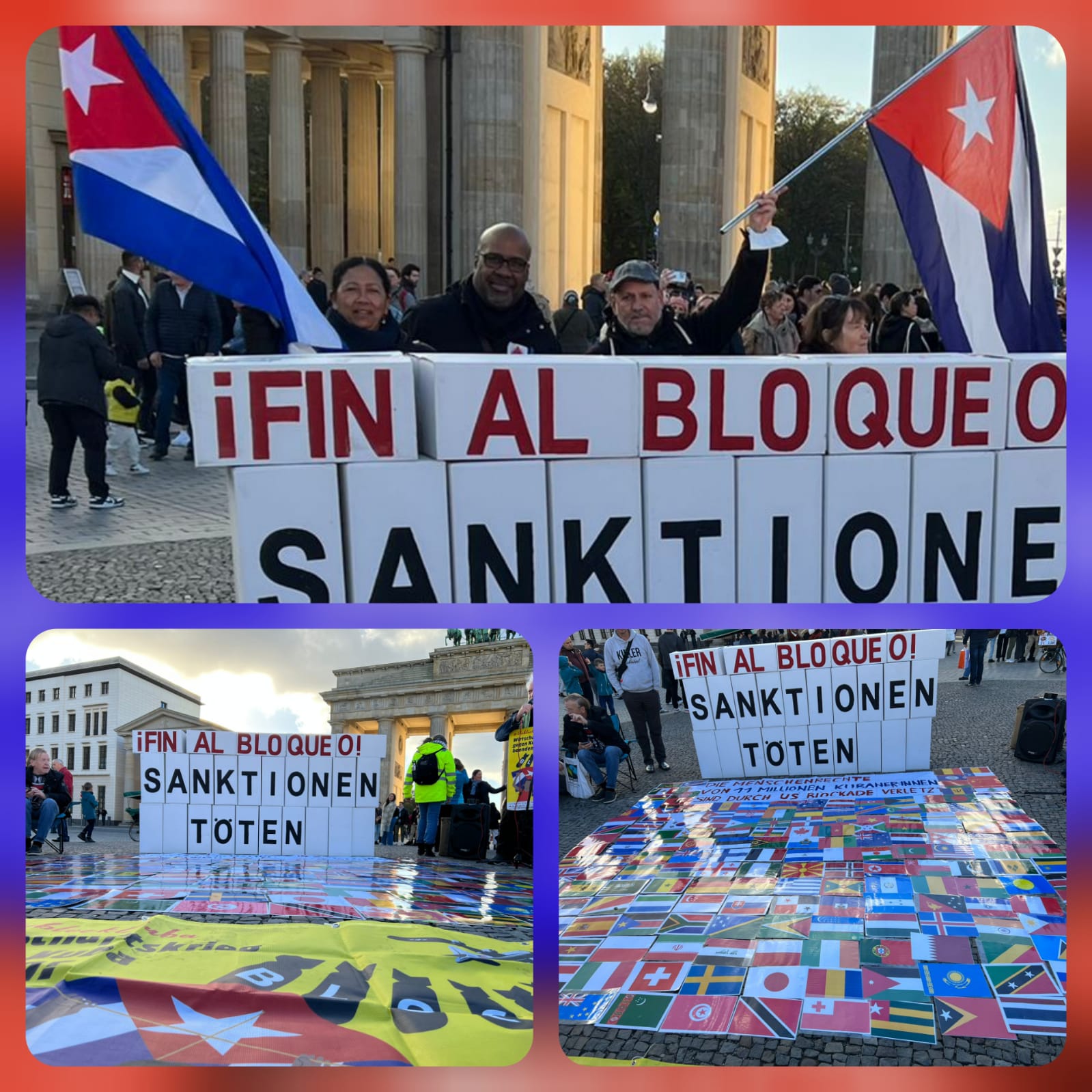 Protest in Berlin gegen die US-Blockade gegen Kuba