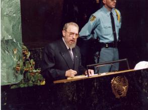 Fidel Castro auf dem Milleniumsgipfel der UNO 2000