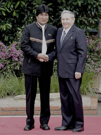 Gipfel der G-77, Evo Morales und Raul Castro