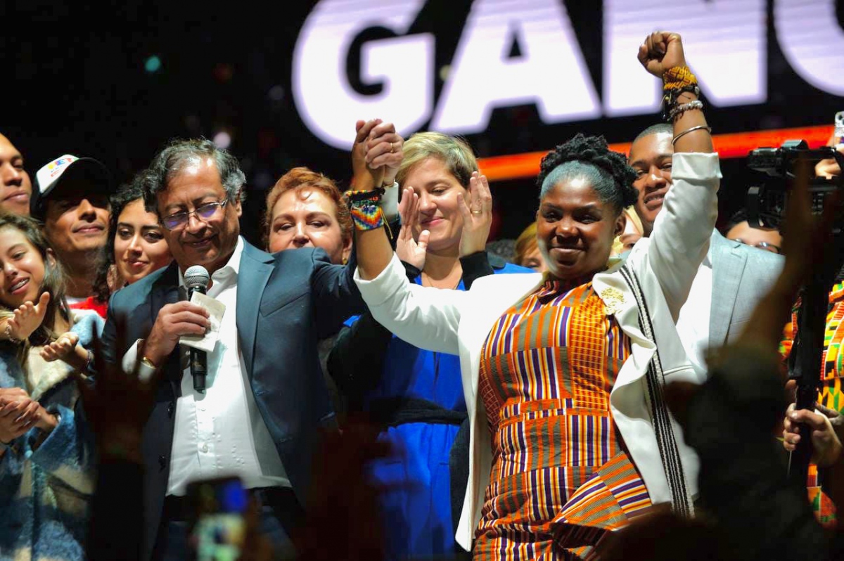 Der neugewählte Präsident Kolumbiens, Gustavo Petro und seine Vizepräsidentin Francia Márquez