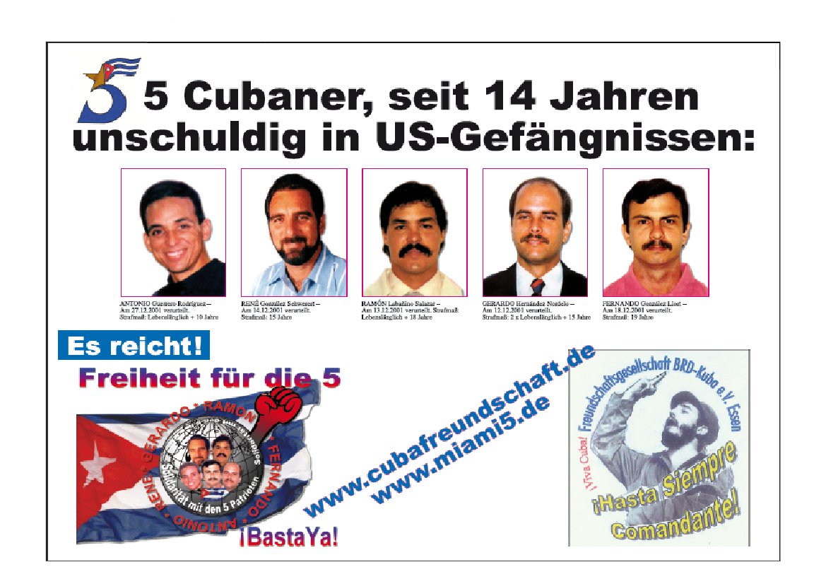 Plakatwand Freiheit für die MIAMI 5!