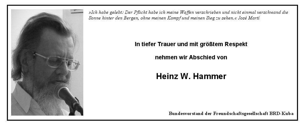 Traueranzeige Heinz W. Hammer
