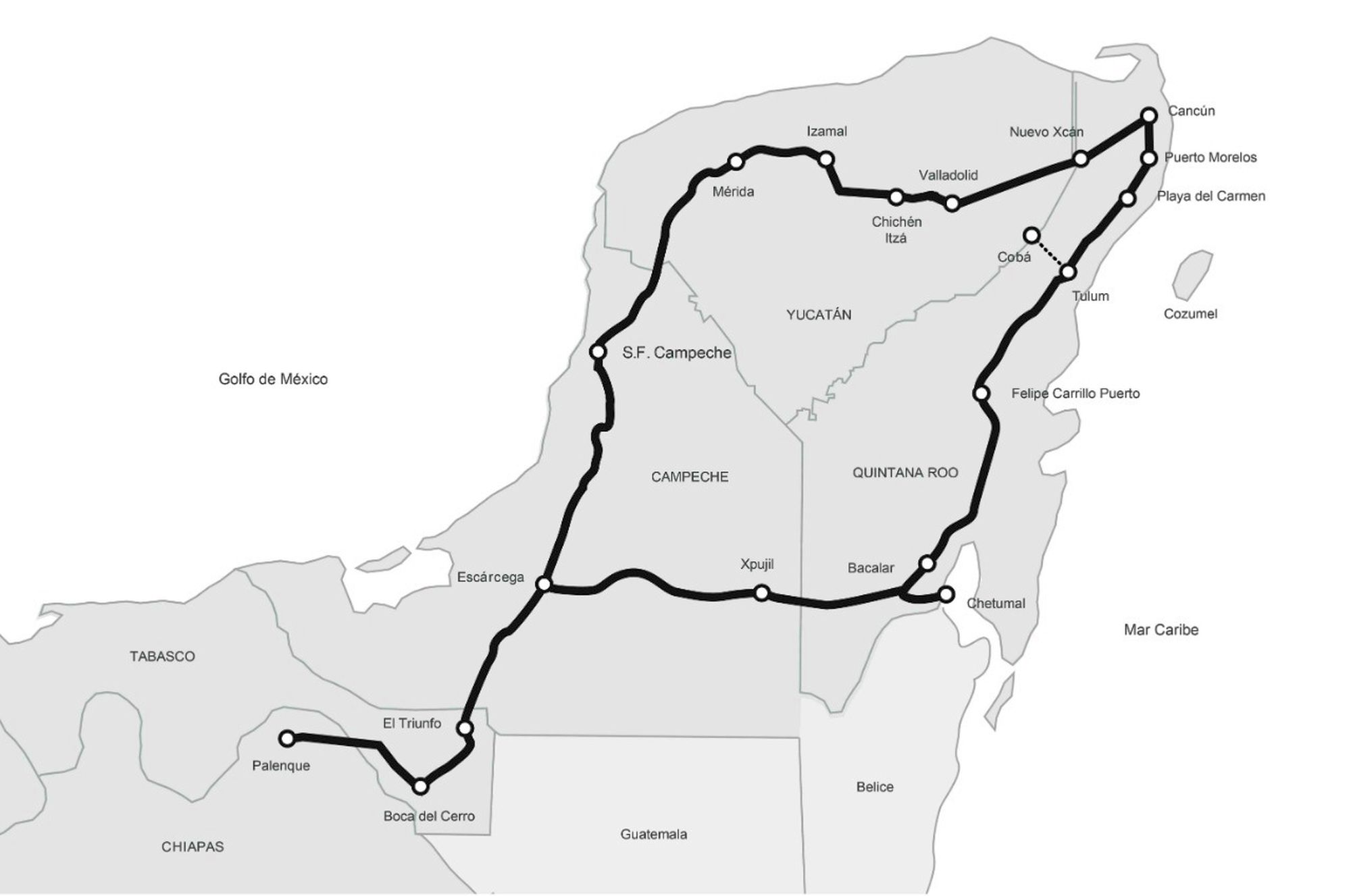 Tren Maya auf der Halbinsel Yukatan