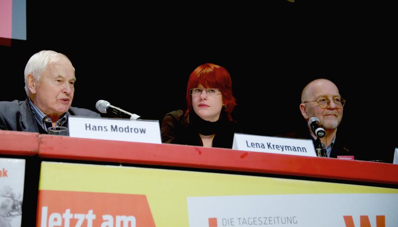 Volker Hermsdorf und Hans Modrow auf der Rosa-Luxemburg-Konferenz