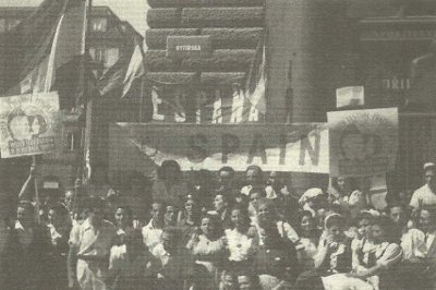 Weltjugendfestival 1947: Spanische Delegation, die aus dem Exil in Frankreich und England gekommen war
