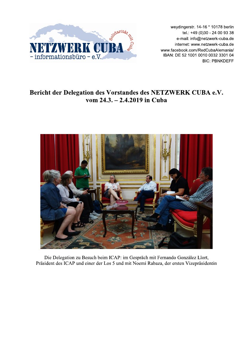 Netzwerk Cuba Delegationsbericht 2019