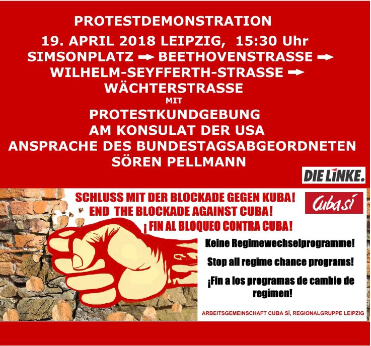 Demo gegen die Wirtschaftsblockade der USA gegen Kuba