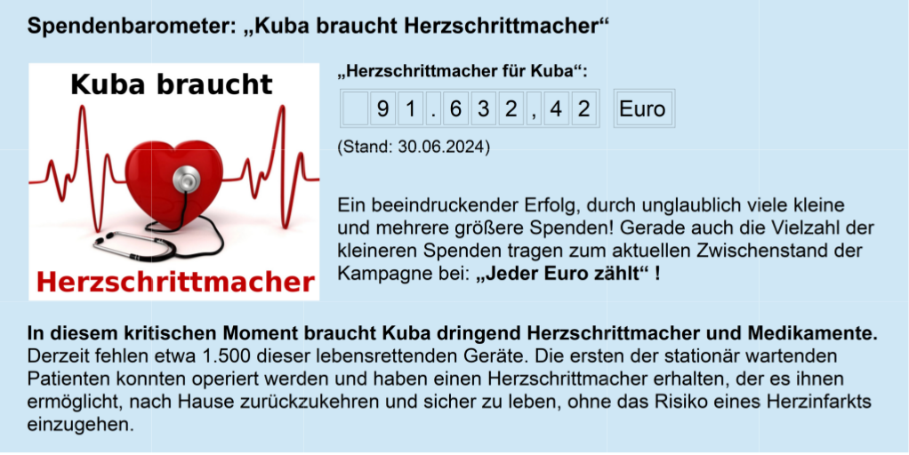 Spendenbarometer: „Kuba braucht Herzschrittmacher“