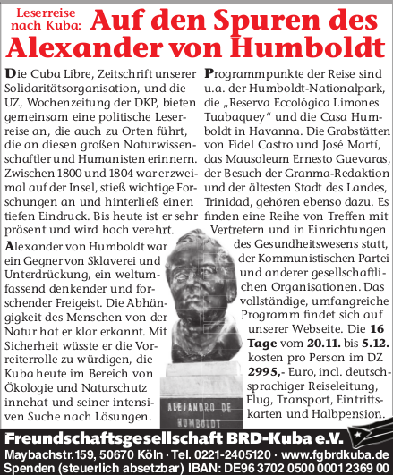 Aus der FG 75 Auf den Spuren des Alexander von Humboldt
