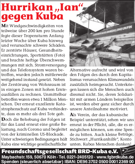 Aus der FG 73 Hurrikan „Ian“ gegen Kuba