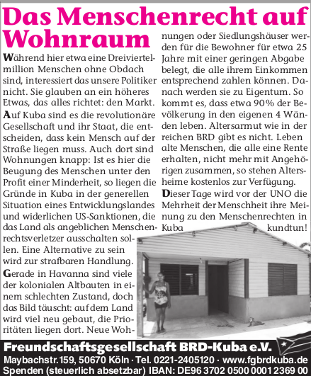 Aus der FG 68 Das Menschenrecht auf Wohnraum