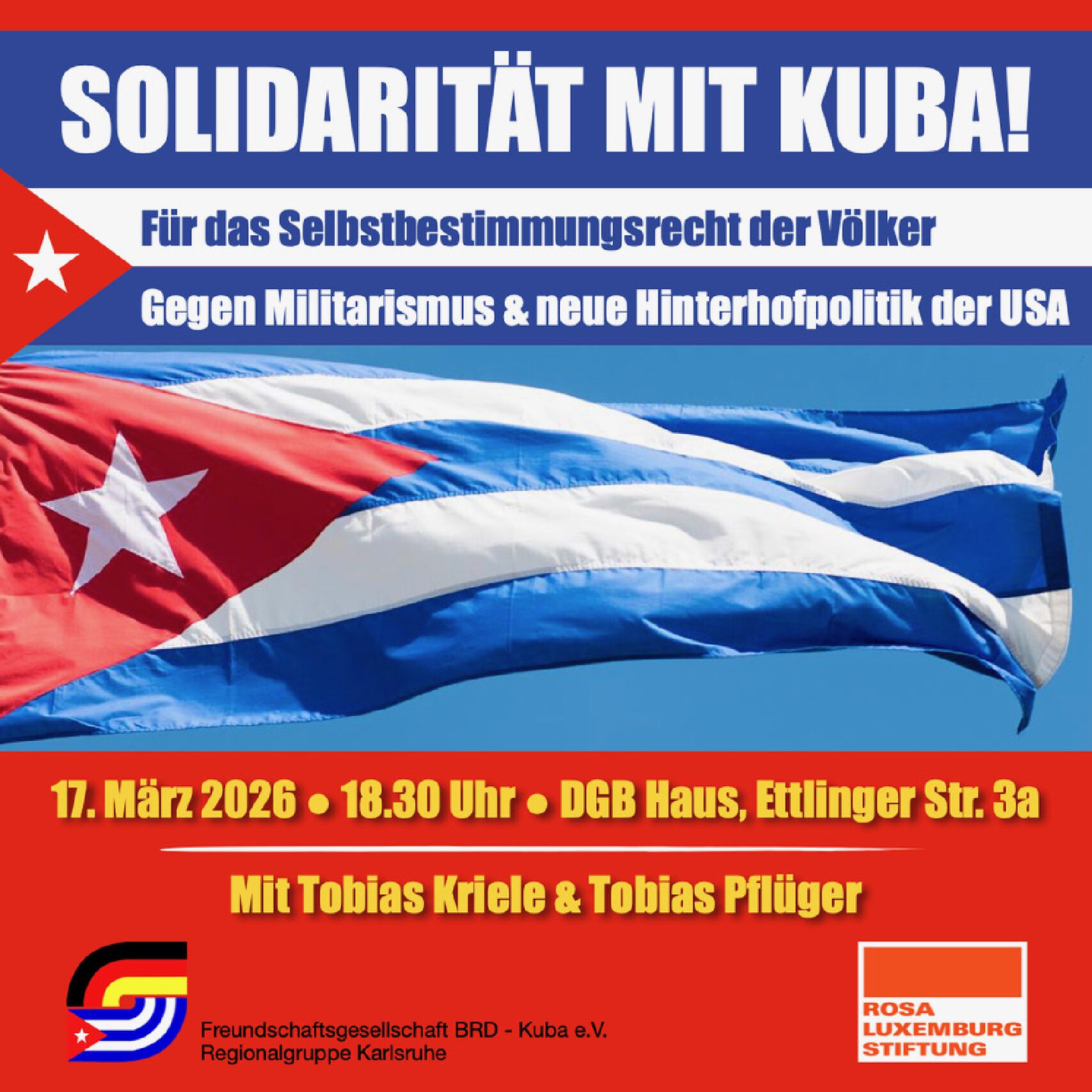Home 17 17.3.26 Solidarität mit Lateinamerika und KubaFür das Selbstbestimmungsrecht der Völker -Gegen den Militarismus und die neue Hinterhofpolitik der USA
