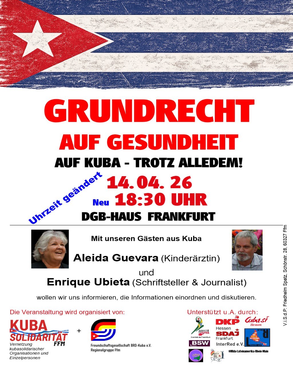 GRUNDRECHT AUF GESUNDHEIT  AUF KUBA – TROTZ ALLEDEM!  14.04. 26, 18:30 UHR DGB-HAUS FRANKFURT