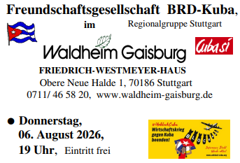 6.8.26 19 Uhr, Film Kuba nach Castro, Stuttgart